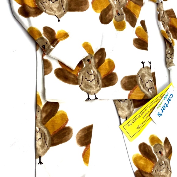 Carter's Baby Pajama Set Size 2T Turkey Matching 2pc Long Sleeve Boys Girls - Picture 2 of 6